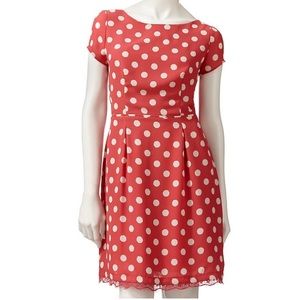 Lauren Conrad polka dot Ikat rose dress
